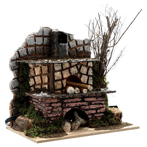 Outdoor oven with FLAME EFFECT light 15x15x10 cm for Nativity Scene with 10-12 cm characters 3