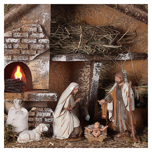 Stable with oven 35x15x25 cm for Nativity scenes with 10 cm figurines 2