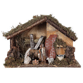 Stable with fountain 35x15x25 cm for Nativity scenes with 10 cm figurines