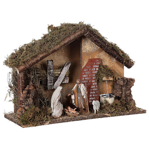Stable with fountain 35x15x25 cm for Nativity scenes with 10 cm figurines 4