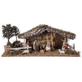 Krippe Hütten und Grotten: Hütte mit Gehege und Bäumen für Krippe, 55x25x20 cm