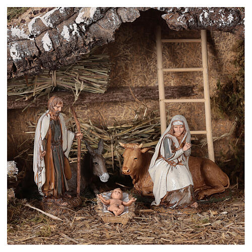 Stable with fence and trees 55x25x20 cm for Nativity scenes with 10 cm figurines 2