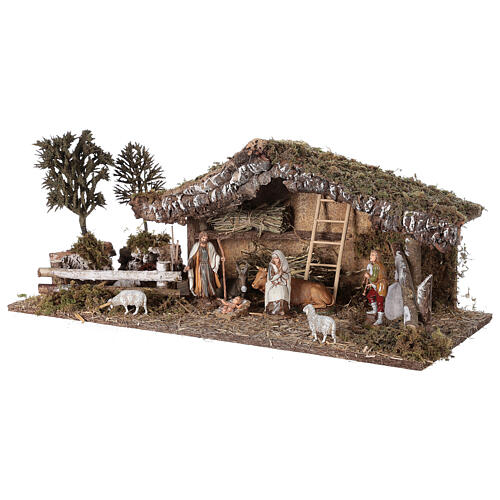 Stable with fence and trees 55x25x20 cm for Nativity scenes with 10 cm figurines 4