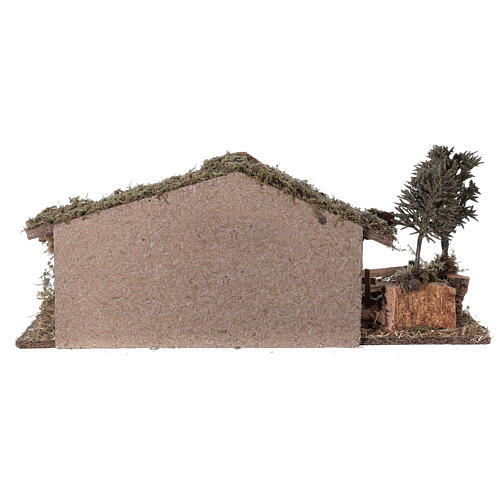 Stable with fence and trees 55x25x20 cm for Nativity scenes with 10 cm figurines 7
