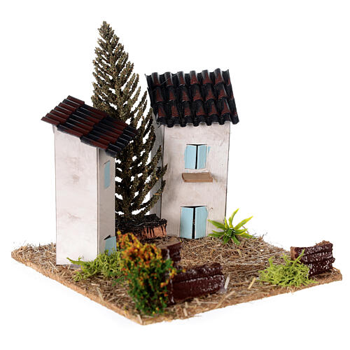 Couple of houses provençal style 10x10x10 cm for Nativity scene 3