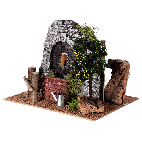 Décor De Crèche Forêt Et Tas De Bois 20x15x15 Cm - Pièce Miniature Faite Main En Italie