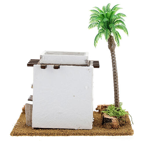 Arabic style cottage with palm tree for Nativity scene, size 13x12x15cm 4