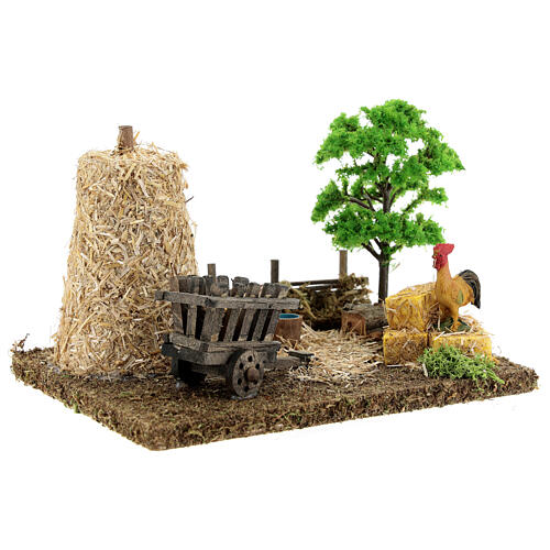 Nativity scene 10cm: vegetable garden corner with barn 19x15x13 cm 3