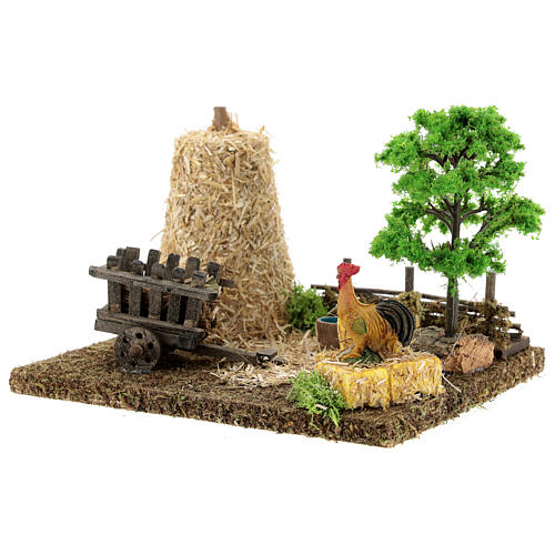 Cenário presépio 10 cm campo com palheiro; medidas: 19x15x13 cm 2