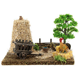 Nativity scene 10cm decor: vegetable garden corner with barn 20x15x15 cm