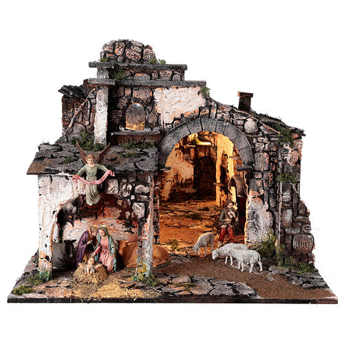 Village for Nativity scene in medieval style of dimensions 56x77x48 cm 1