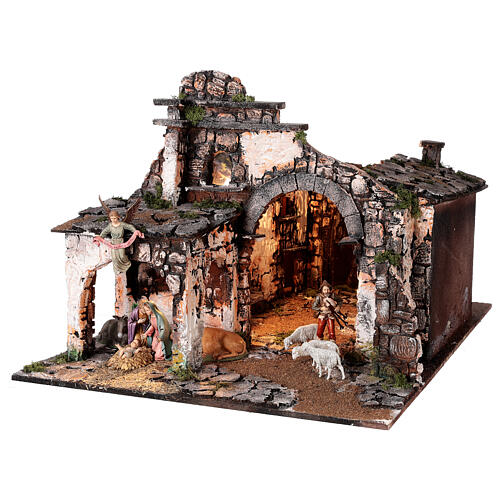 Village for Nativity scene in medieval style of dimensions 56x77x48 cm 3