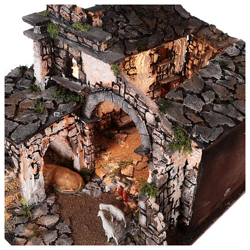 Village for Nativity scene in medieval style of dimensions 56x77x48 cm 8