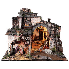 Borgo medievale 55x80x50 cm con specchio e statue 12 cm