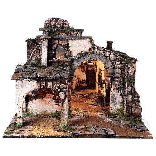 Borgo medievale 55x80x50 cm con specchio e statue 12 cm 10