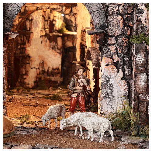 Medieval hamlet 55x80x50 cm with mirror and 12 cm figurines 4