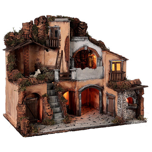 Classic setting cowshed Neapolitan Nativity scene 50x60x40 for statues 10 cm 5