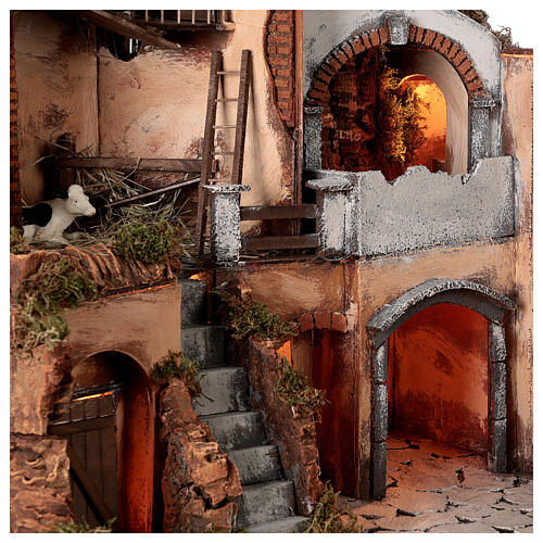 Ambientazione classica forno stalla mucca 10 cm presepe napoletano 50x60x40 2
