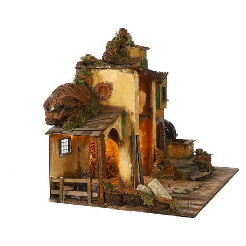 Setting 1700 with mill Neapolitan Nativity scene 40x60x40 for statues 10 cm 6