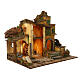 1700s Neapolitan nativity village with watermill 40x60x40 cm for 10 cm figures s5