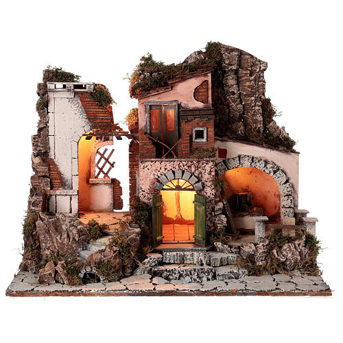 Scenografia w stylu XVIII wieku z młynem – szopka neapolitańska, 50×60×40 cm, do figurek 10 cm 1