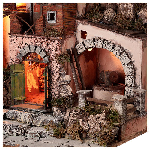1700s village millstone Neapolitan nativity for 10 cm 50x60x40 cm 4