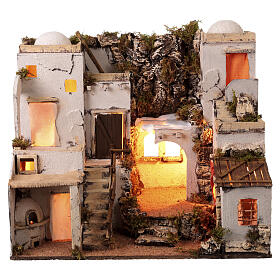 Borgo stile arabo con forno presepe napoletano 50x60x45 per statue 10 cm
