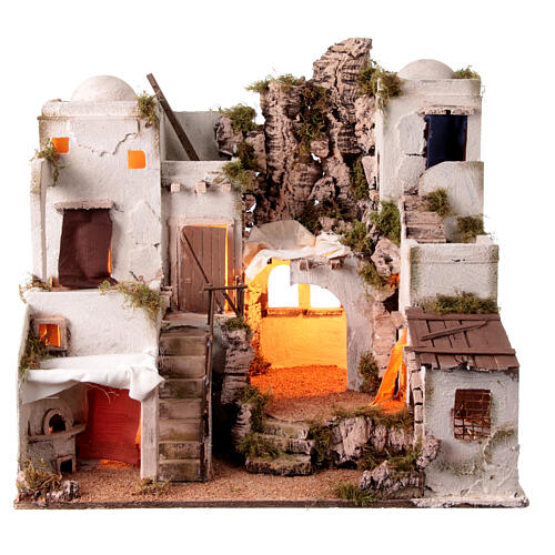 Arabian style village Neapolitan nativity with oven 50x60x45 cm for 10 cm figurines 8