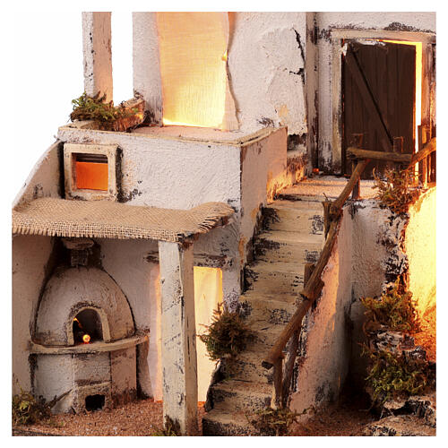 Arabian style village Neapolitan nativity with oven 50x60x45 cm for 10 cm figurines 5