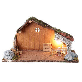 Stable with sheep enclosure, Neapolitan nativity scene 20x40x20 for statues 8-10 cm