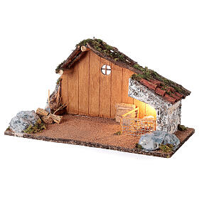 Stable with sheep enclosure, Neapolitan nativity scene 20x40x20 for statues 8-10 cm