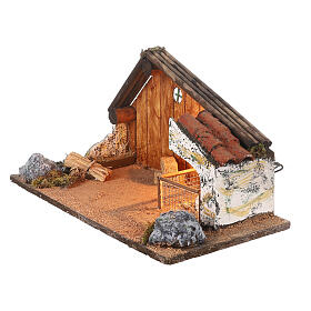 Casa para presépio napolitano com figuras de altura média 10 cm; medidas: 39x27x24 cm