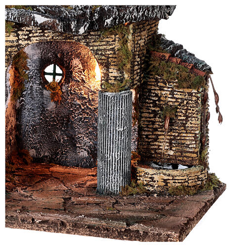 Ruínas de templo com casa cenário para presépio napolitano com figuras de altura média 8 cm, medidas: 42x50x30 cm 2