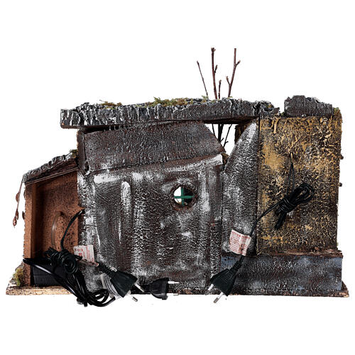 Ruínas de templo com casa cenário para presépio napolitano com figuras de altura média 8 cm, medidas: 42x50x30 cm 6
