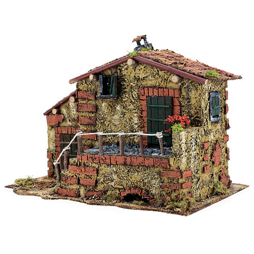 Haus mit Maueroptik für Krippe, 25x30x20 cm 3