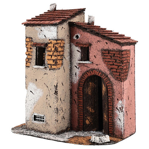 Case presepe napoletano sughero legno portone aperto 25x25x15 per 10-12 cm 2