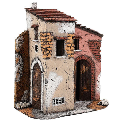 Domek do szopki neapolitańskiej z korka i drewna, 25×25×15cm, dla figurek 10–12 cm 3