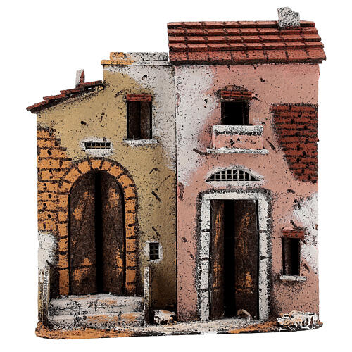 Cork houses on a road Neapolitan Nativity Scene 25x25x10 cm for 10 cm figurines 1