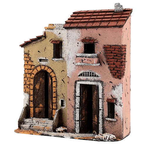 Cork houses on a road Neapolitan Nativity Scene 25x25x10 cm for 10 cm figurines 3