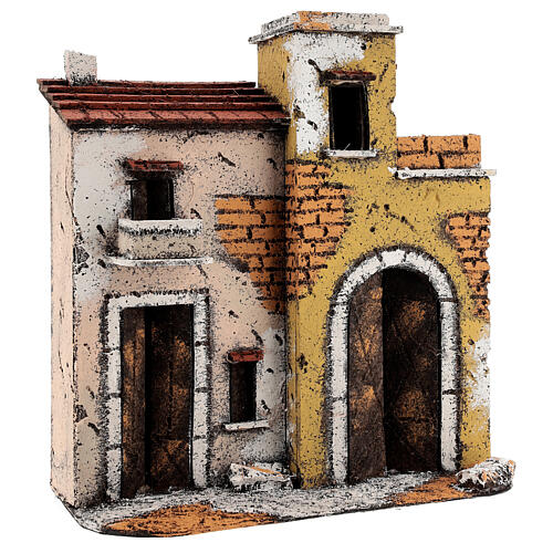 Scena z domkami do neapolitańskiej szopki, 25x25x10 dla figurek 10 cm 3