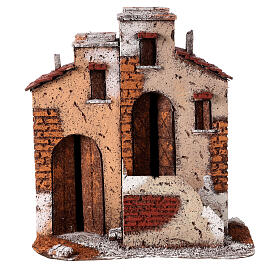 Casas em miniatura de cortiça cenário para presépio de Natal com figuras de altura média 10 cm, 26,5x25x15 cm