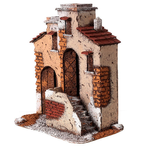 Casas em miniatura de cortiça cenário para presépio de Natal com figuras de altura média 10 cm, 26,5x25x15 cm 2
