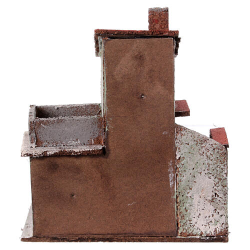 Casa de cortiça com varanda para presépio napolitano com figuras altura média 4 cm, medidas: 16,5x14,5x10,5 cm 4