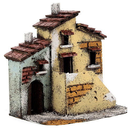 Casas adyacentes corcho belén napolitano 15x15x10 cm para estatuas 3 cm 3