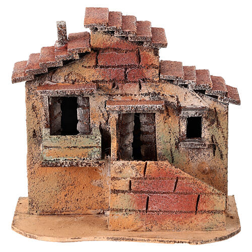 Case adiacenti sughero presepe napoletano 15x15x10 cm per statue 3 cm 1