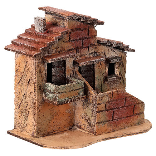 Case adiacenti sughero presepe napoletano 15x15x10 cm per statue 3 cm 2