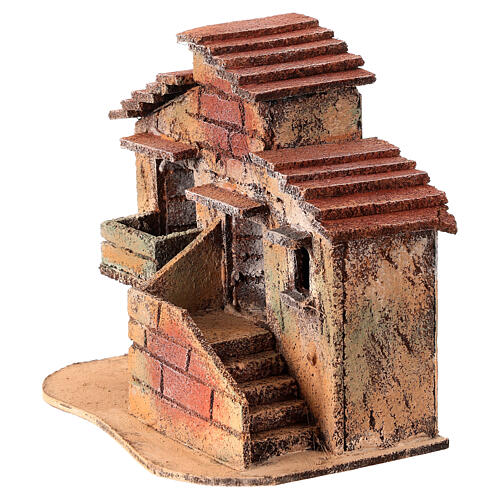 Case adiacenti sughero presepe napoletano 15x15x10 cm per statue 3 cm 3