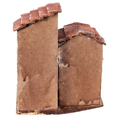 Couple of cork houses Neapolitan Nativity scene 15x10x10 cm for statues 3 cm 4