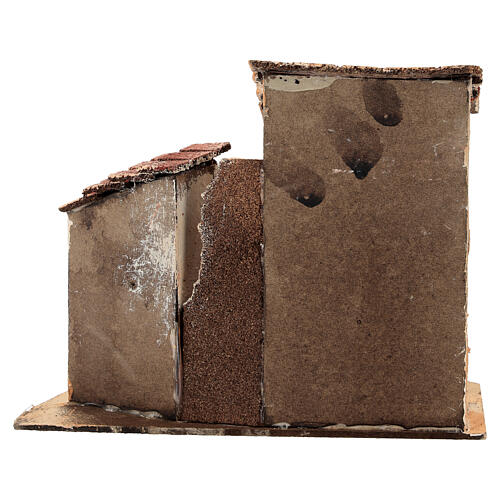 Miniature cork houses Neapolitan Nativity scene 15x15x5 for statues 4 cm 4
