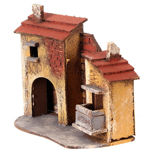 Casas pared corcho miniatura belén napolitano 15x15x5 para estatuas 4 cm 2